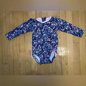 Ruffle Butts Navy and Pink Floral Swimsuit